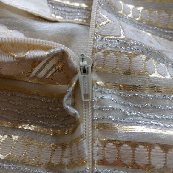 Vintage 60s 70s Metallic Gold Silver Dress 36" Bust 1920s Flapper Style - Picture 8 of 11